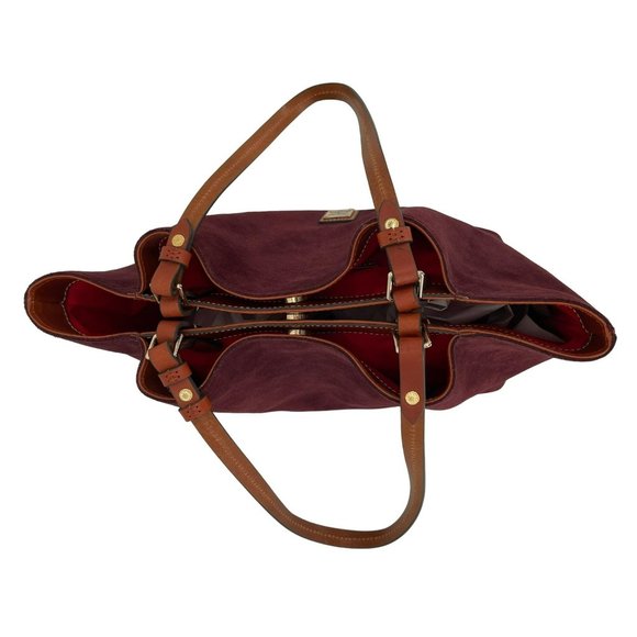 Elegant Burgundy Suede Tote Bag - Picture 9 of 14